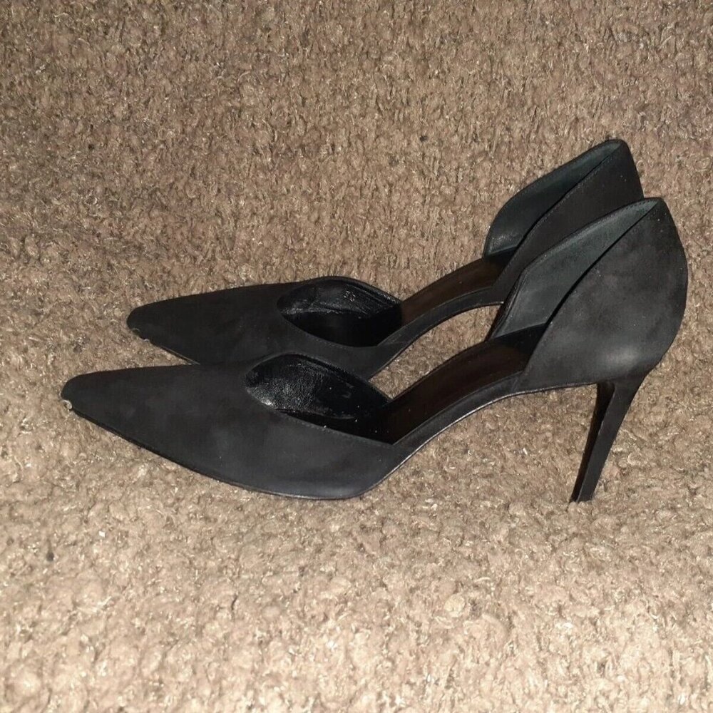 SAINT LAURENT-Paris Skinny 80 D’orsay Black Suede Pumps-Sz 38-Very Good-READ